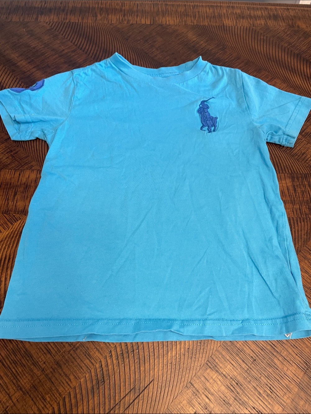 Ralph Lauren Kids Light Blue Tee with Navy Polo Logo